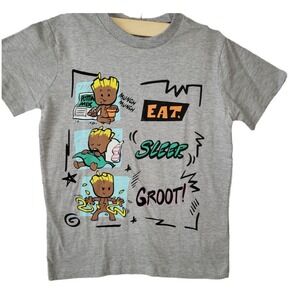 New Marvel "Groot" Guardians of the Galaxy Medium Grey T-Shirt‎ Size 7/8